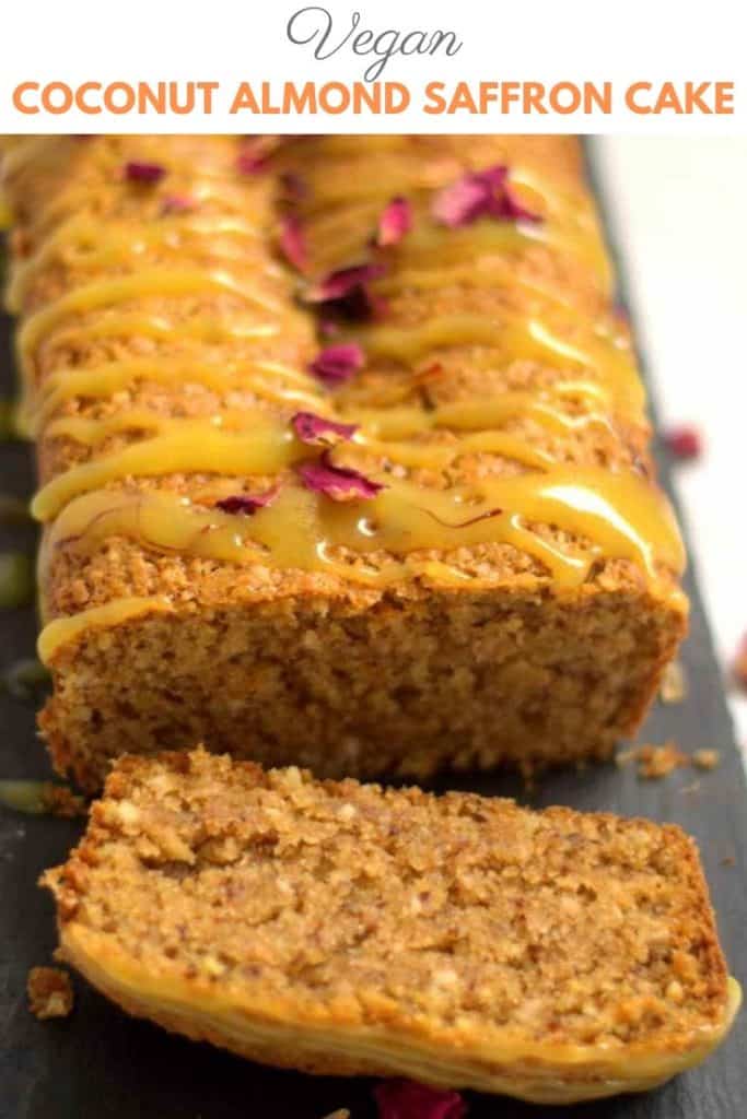 Vegan Coconut Almond Saffron Cake