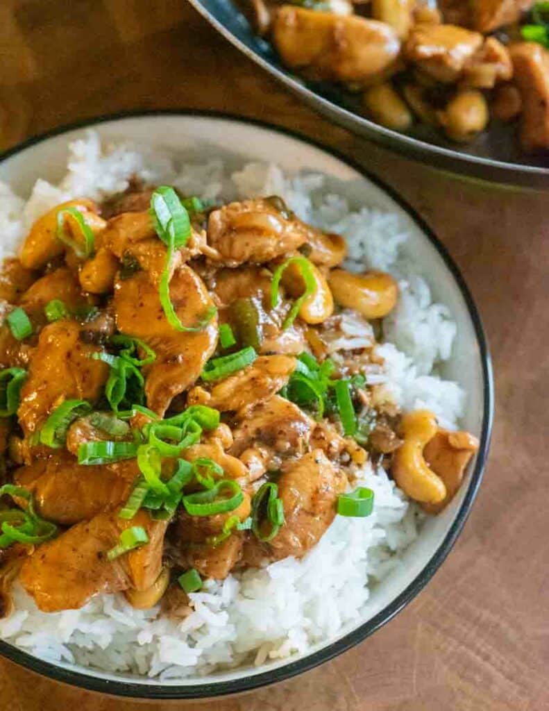 Easy Cashew Chicken with Jasmine rice