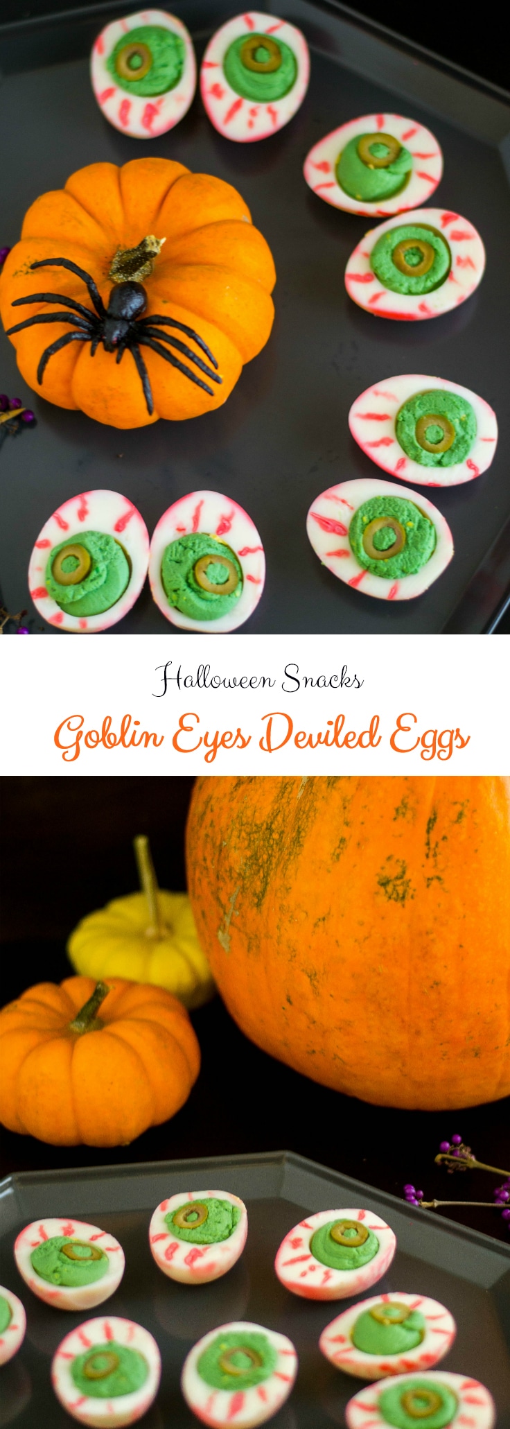 Halloween Deviled Eggs - Goblin Eyes