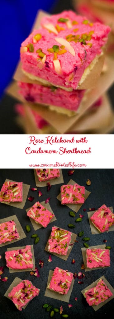 Rose Kalakand with ricotta cheese