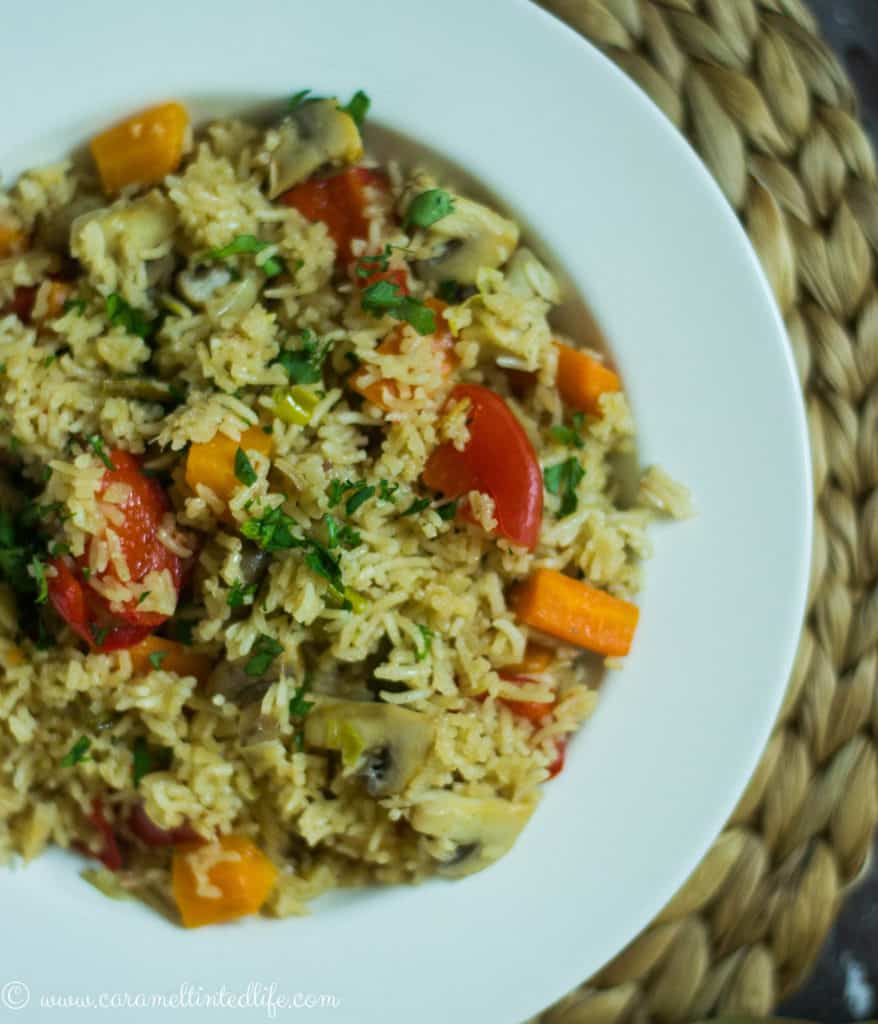 Instant Pot rice and vegetables comes together in under 30 minutes