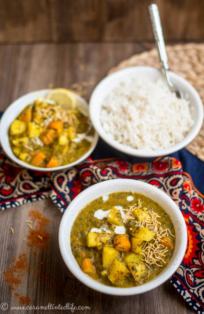 Instant Pot Potato, Pumpkin and Spinach Curry