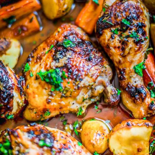 Sheet Pan Honey Garlic Chicken - Caramel Tinted Life