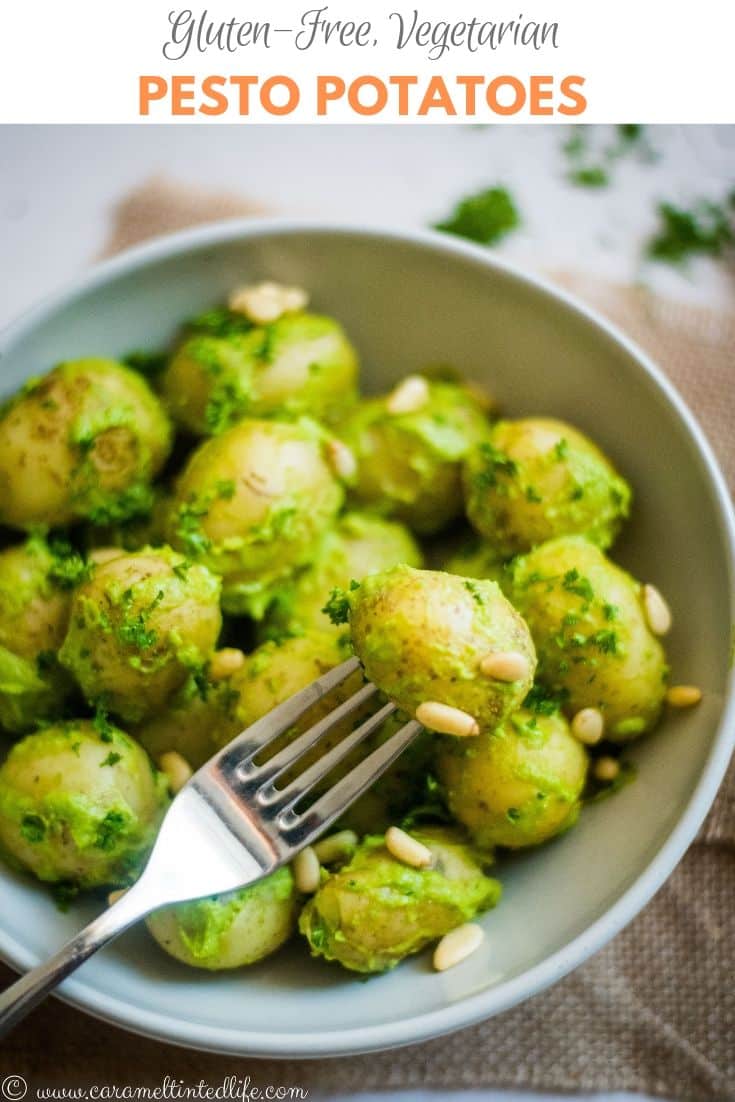 Pesto potatoes are a healthier, lighter alternative to potato salads