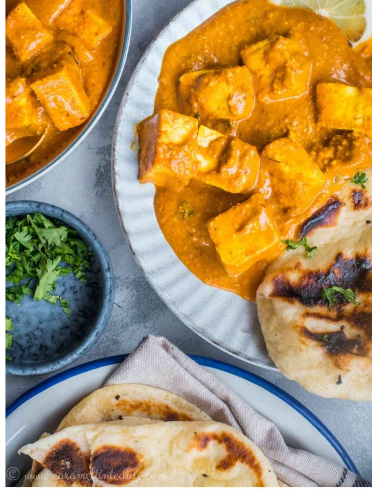 Paneer tikka masala served on a plate