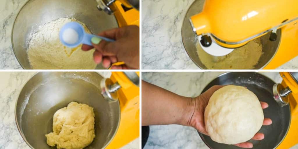 Step by step process for kneading the dough for naan bread