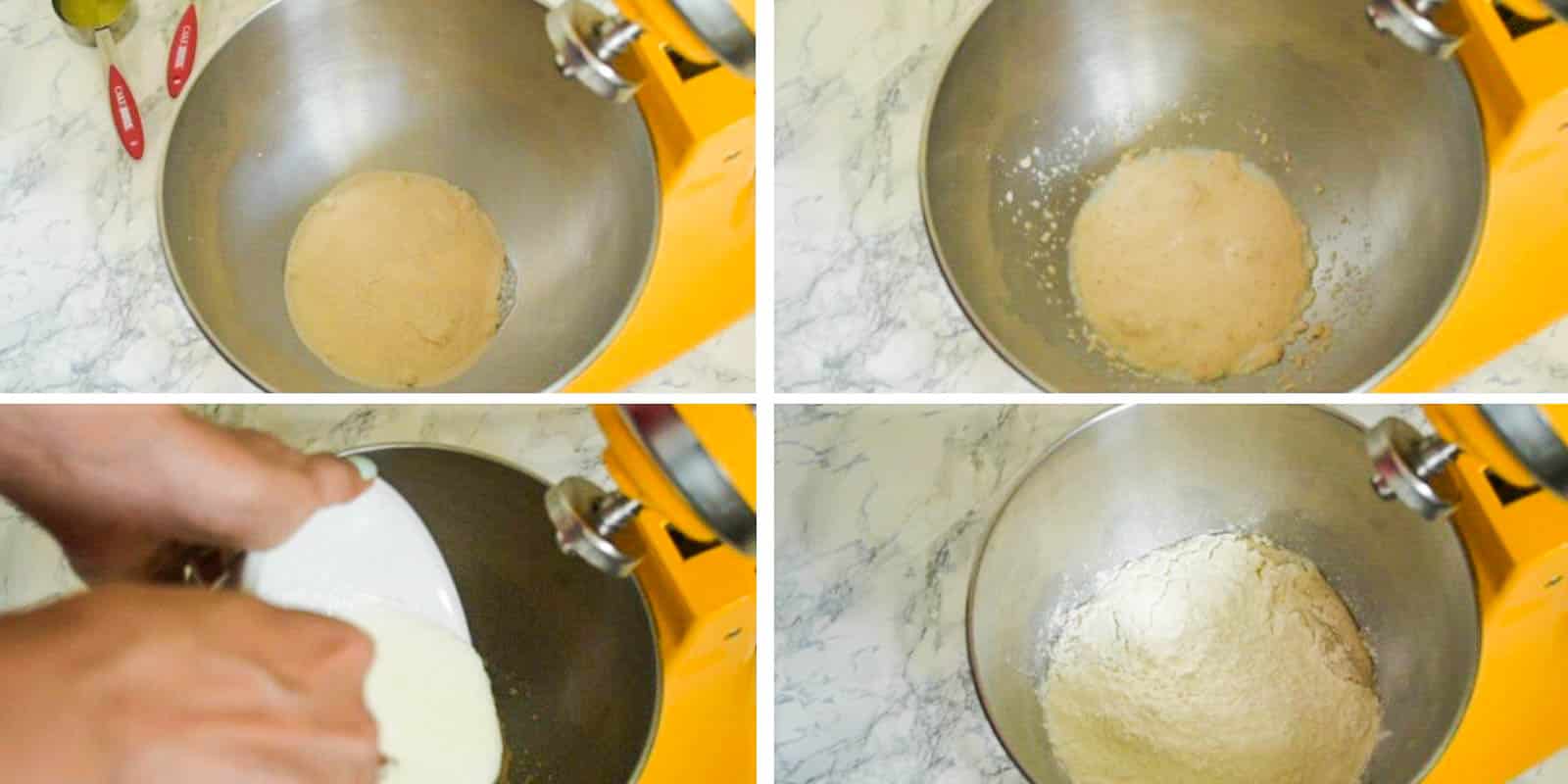 Step by step process for making the dough for naan bread