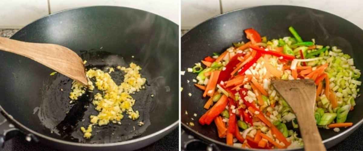 Steps for making Asian noodle bowls