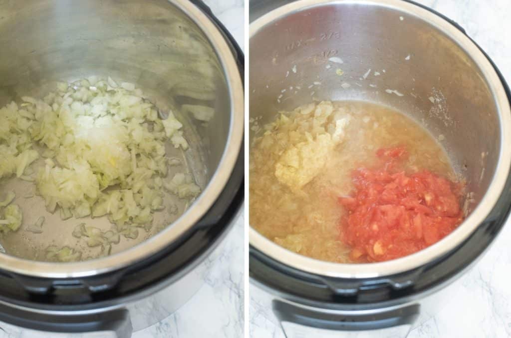 Steps in making chicken curry in the Instant Pot