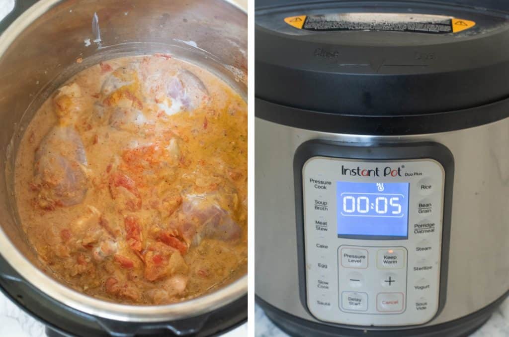 Steps in making chicken curry in the Instant Pot