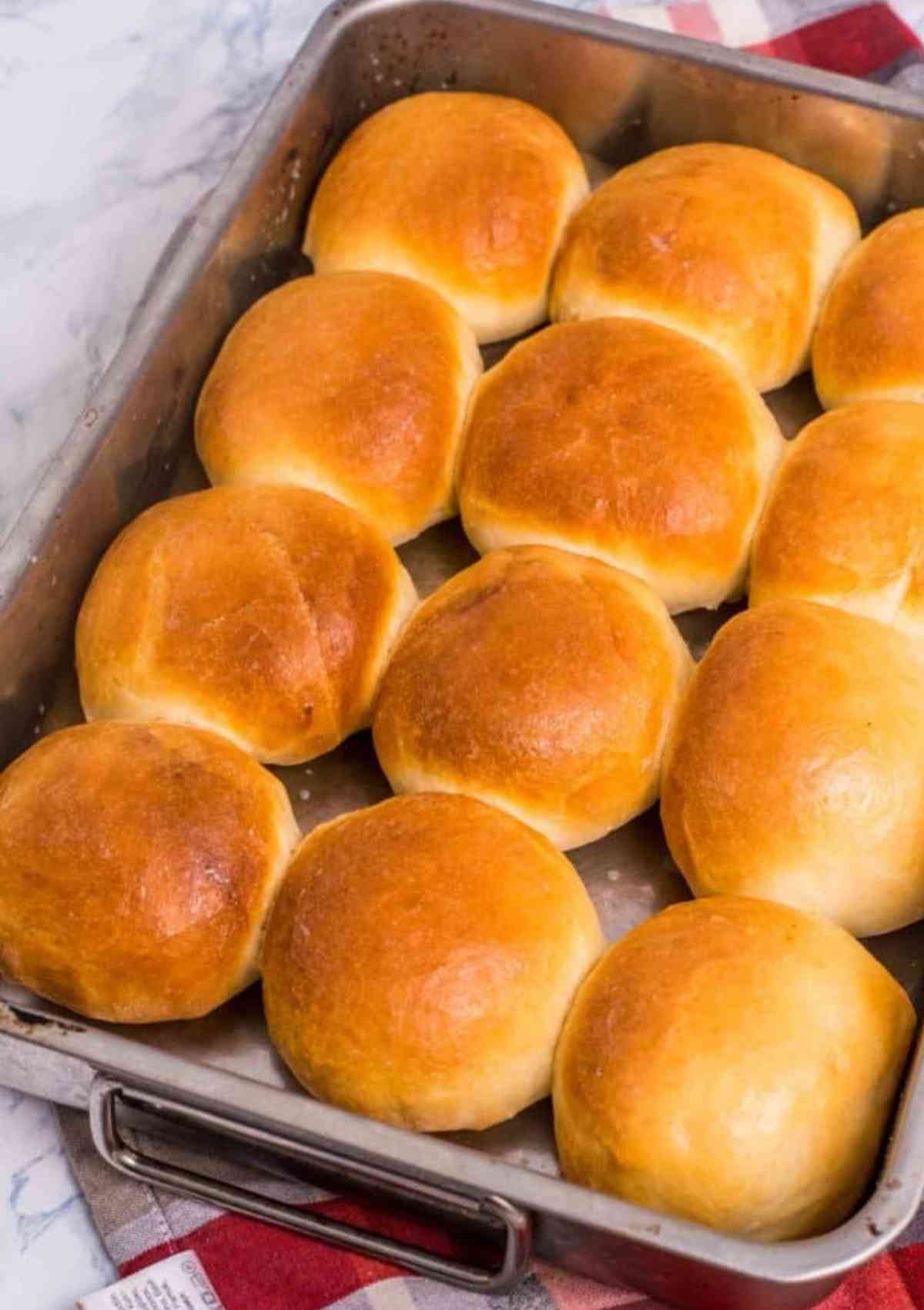 Pav bread baked and served on a baking dish