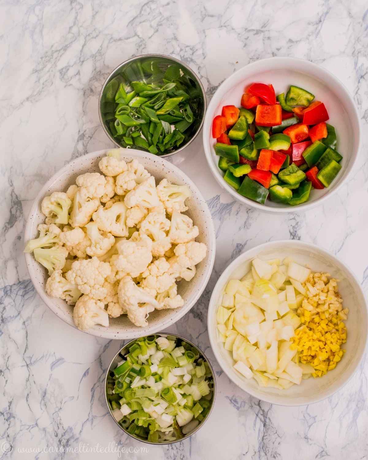 Ingredients for making sweet and sour crispy cauliflower