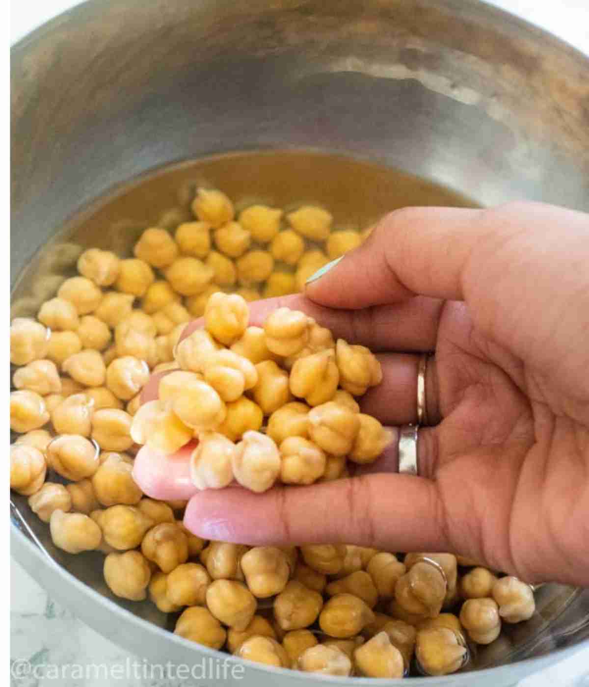 Chickpeas soaked in water