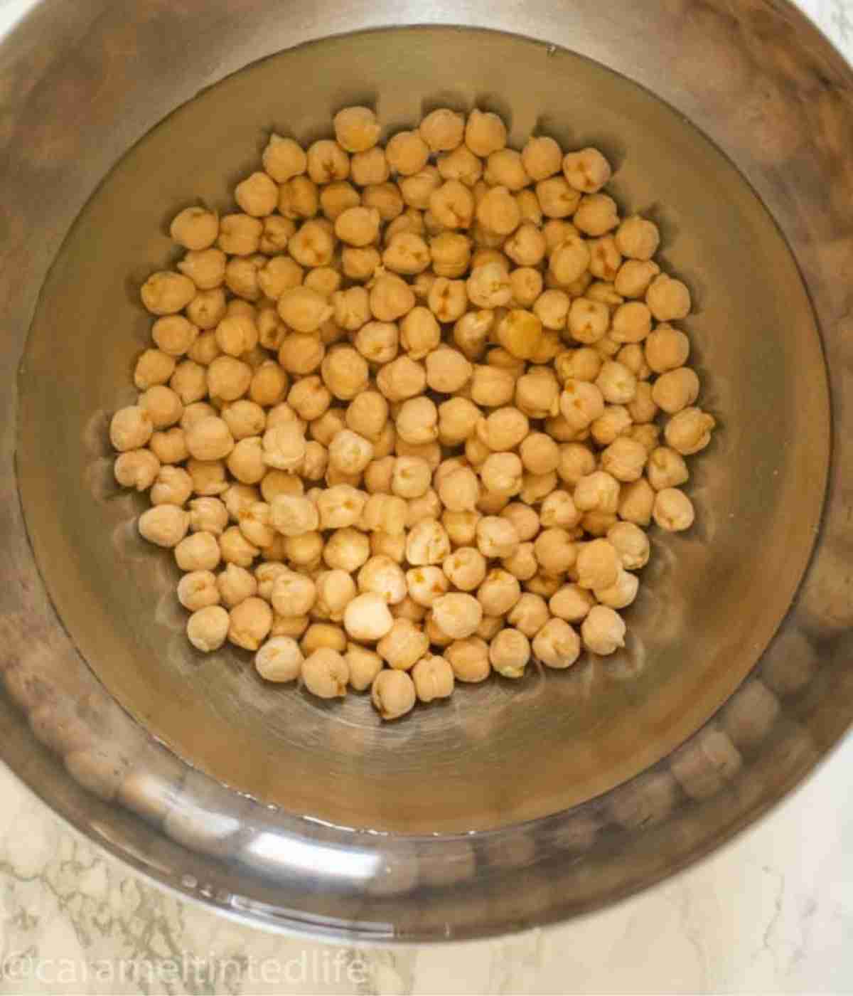 Chickpeas soaking in water