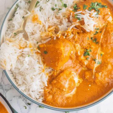Chicken Tikka Masala In a bowl with rice