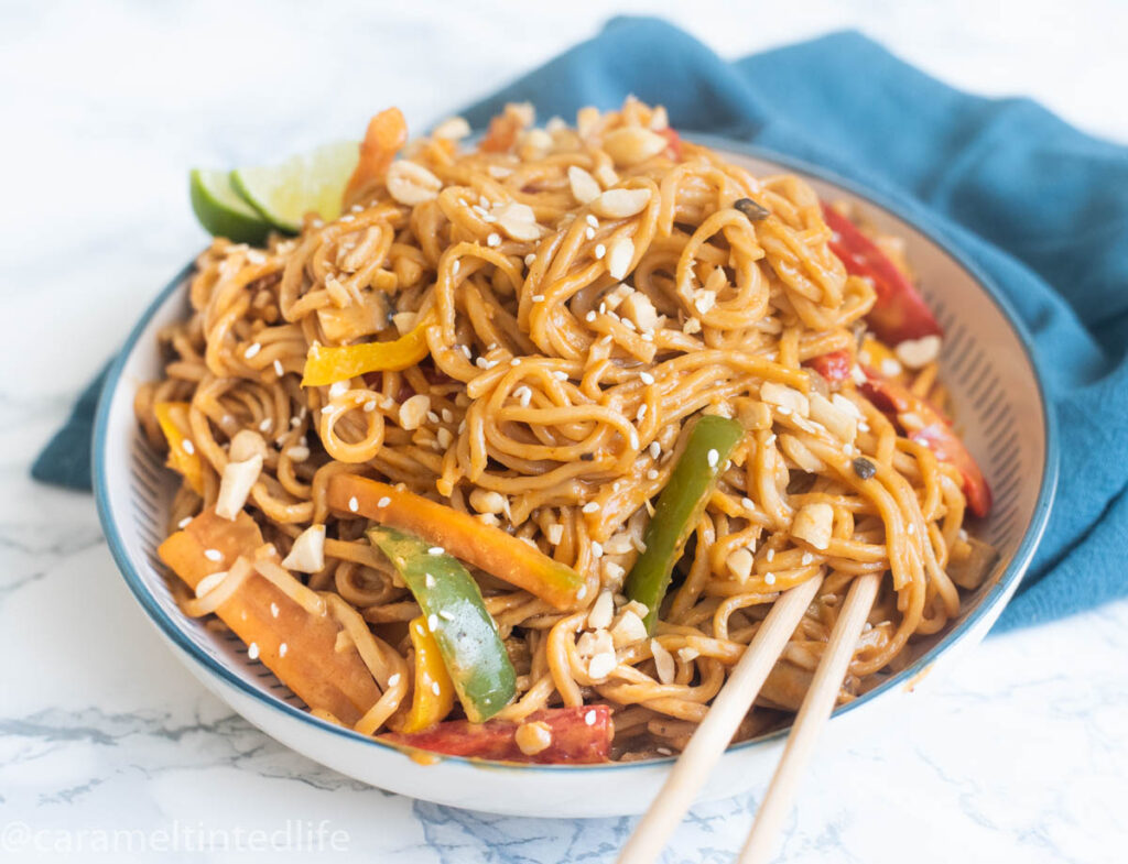 Instant Pot Peanut Noodles - Caramel Tinted Life