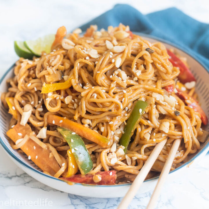 Instant Pot Peanut Noodles - Caramel Tinted Life