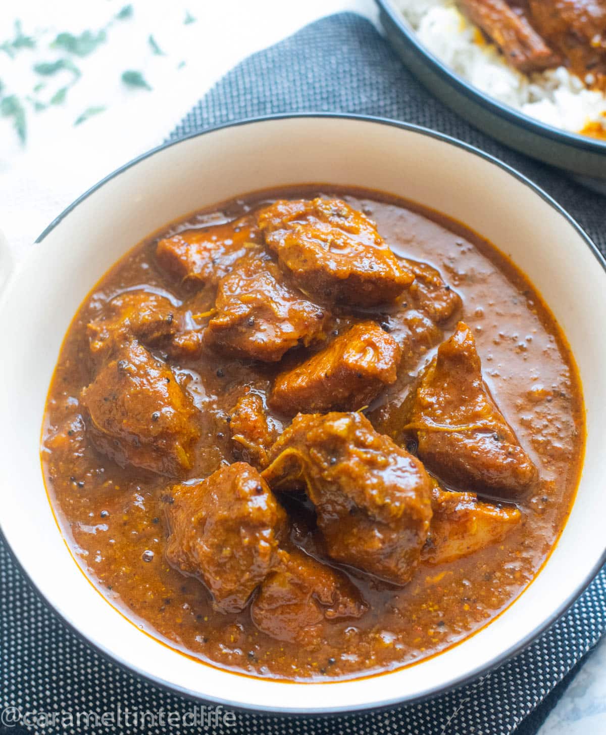 Pork vindaloo in a bowl