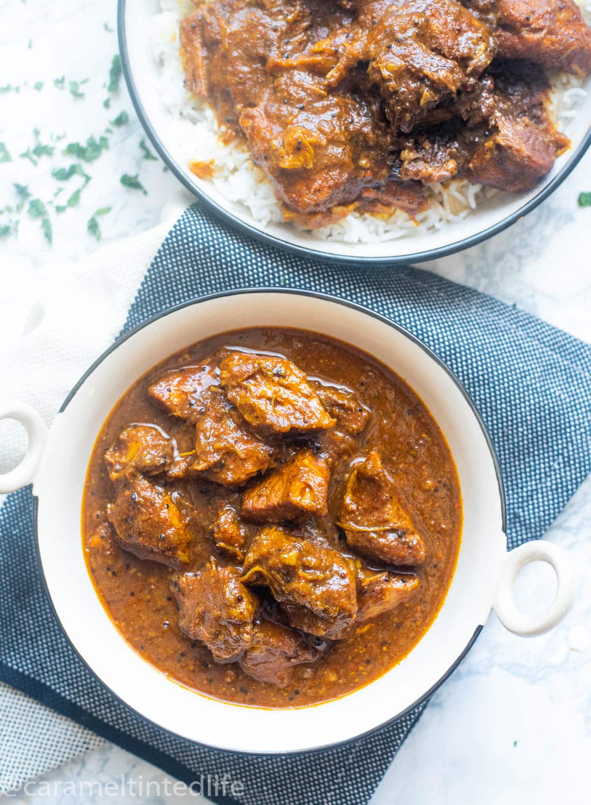 Pork vindaloo with rice