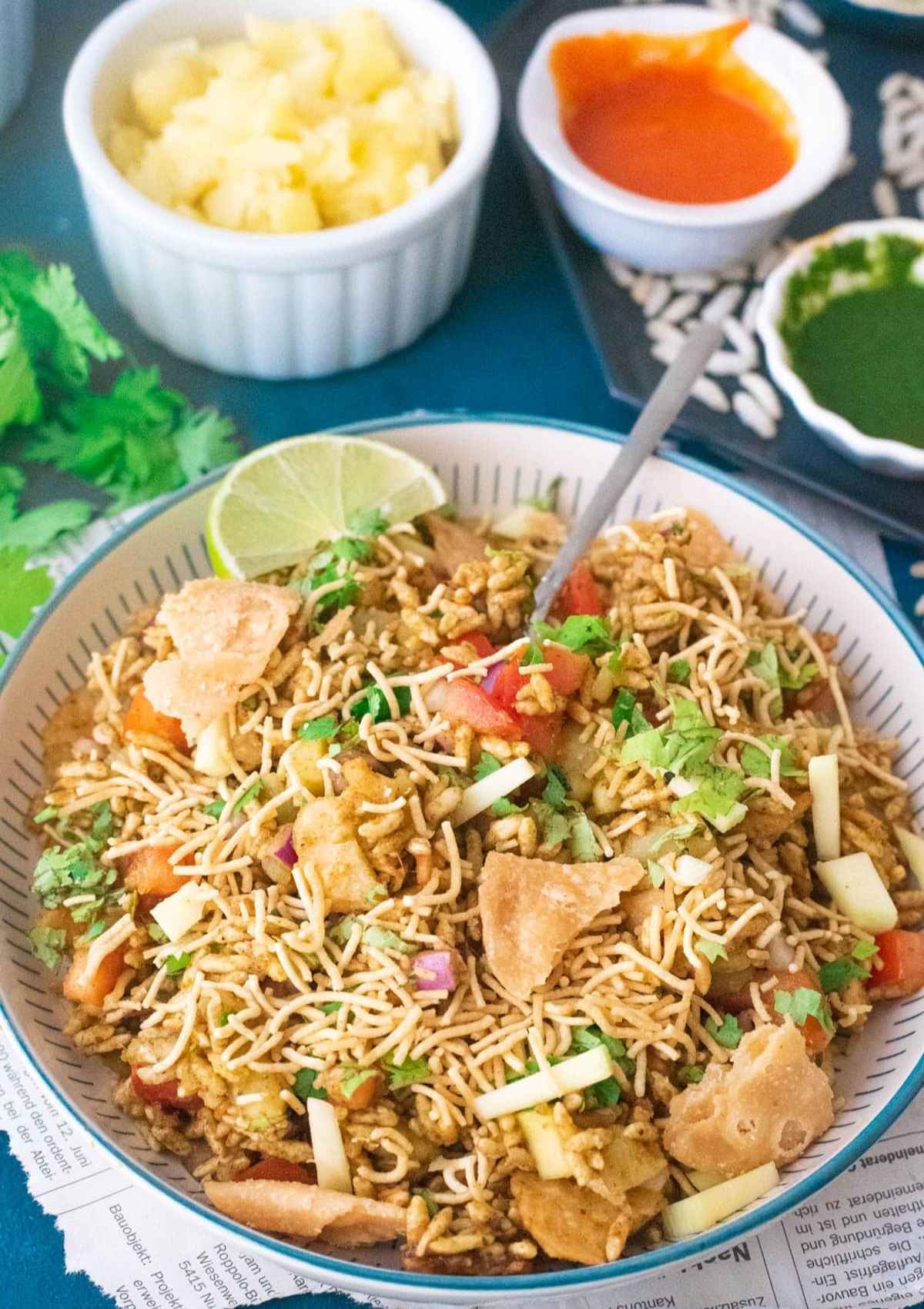 Close-up of bhel puri on a plate
