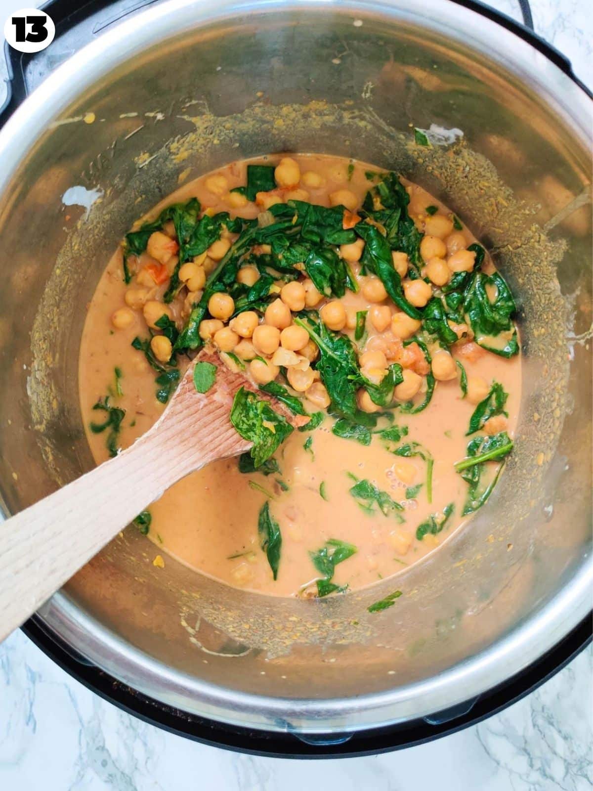 Finished chickpea coconut curry in the Instant Pot