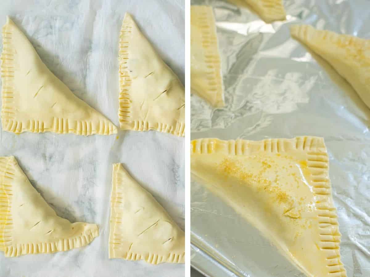 Folding butterdeig ark og scoring dem