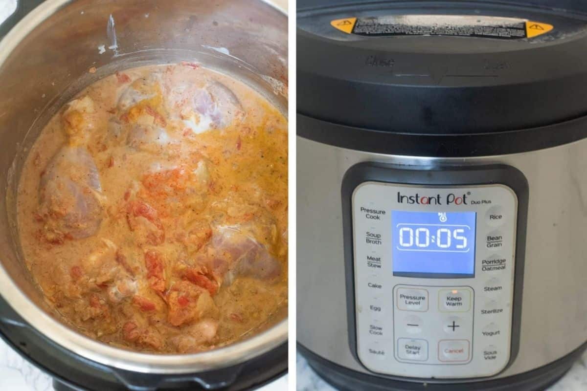 Pressure cooking the chicken in the Instant Pot