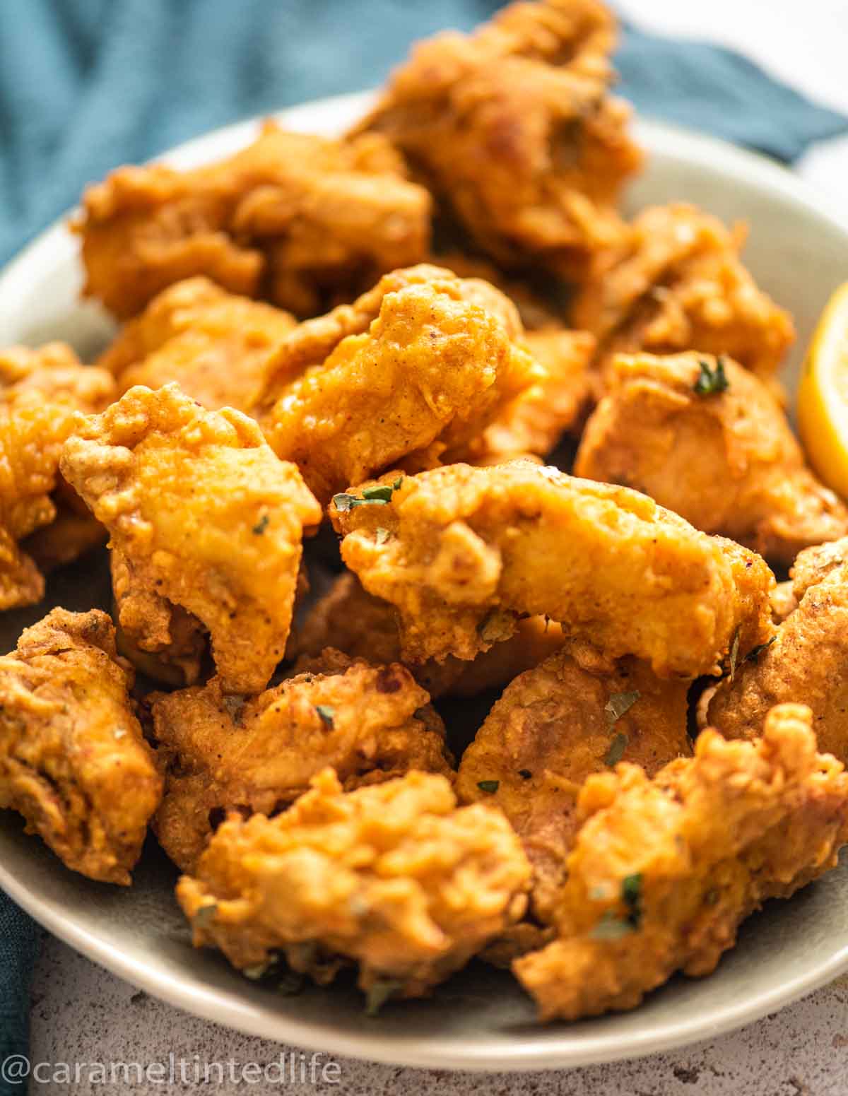 Chicken pakoras in a bowl