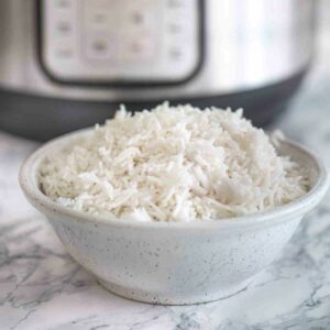 A bowl of white basmati rice