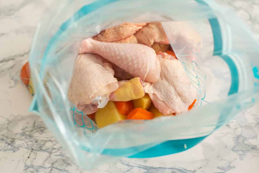 Chicken legs and thighs in a ziplock bag 