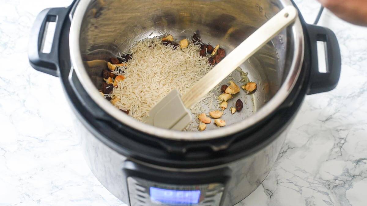 Instant Pot with rice and roasted nuts