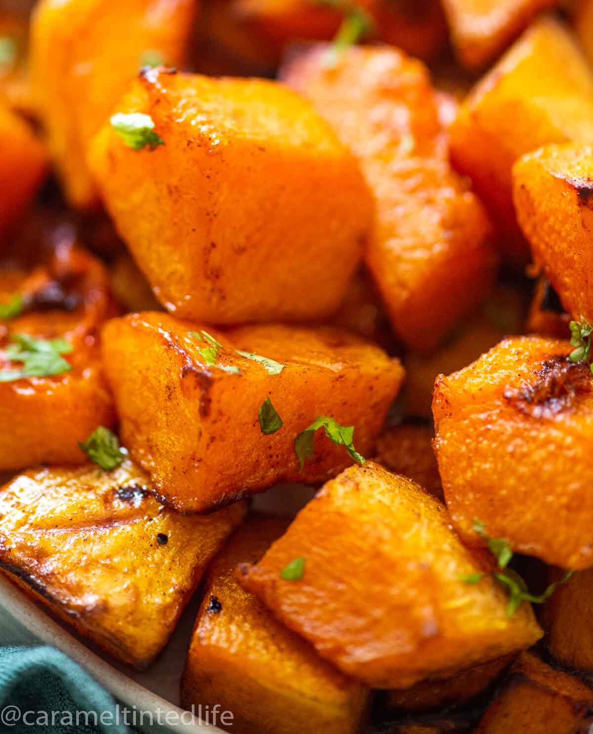 caramelised roasted butternut squash pieces