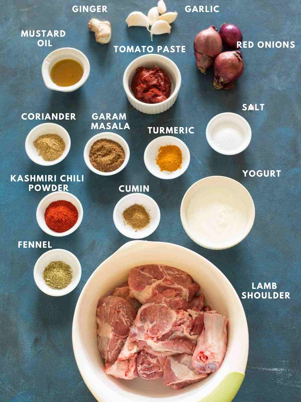 Ingredients for making lamb karahi