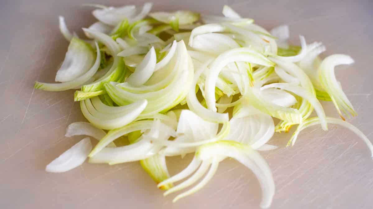 sliced onions to make onion pakoras