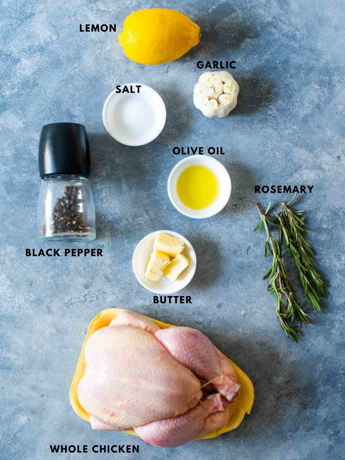 all ingredients used to make whole roast chicken in air fryer