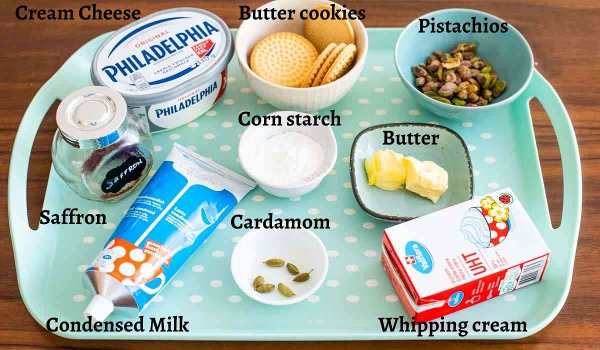 all ingredients for eggless cheesecake