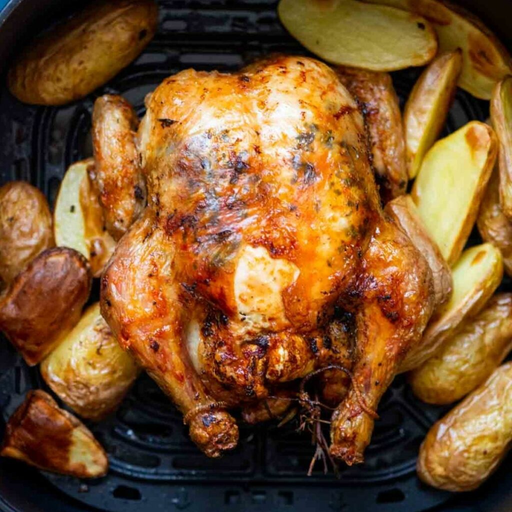 Perfectly Roasted Air Fryer Whole Chicken Caramel Tinted Life