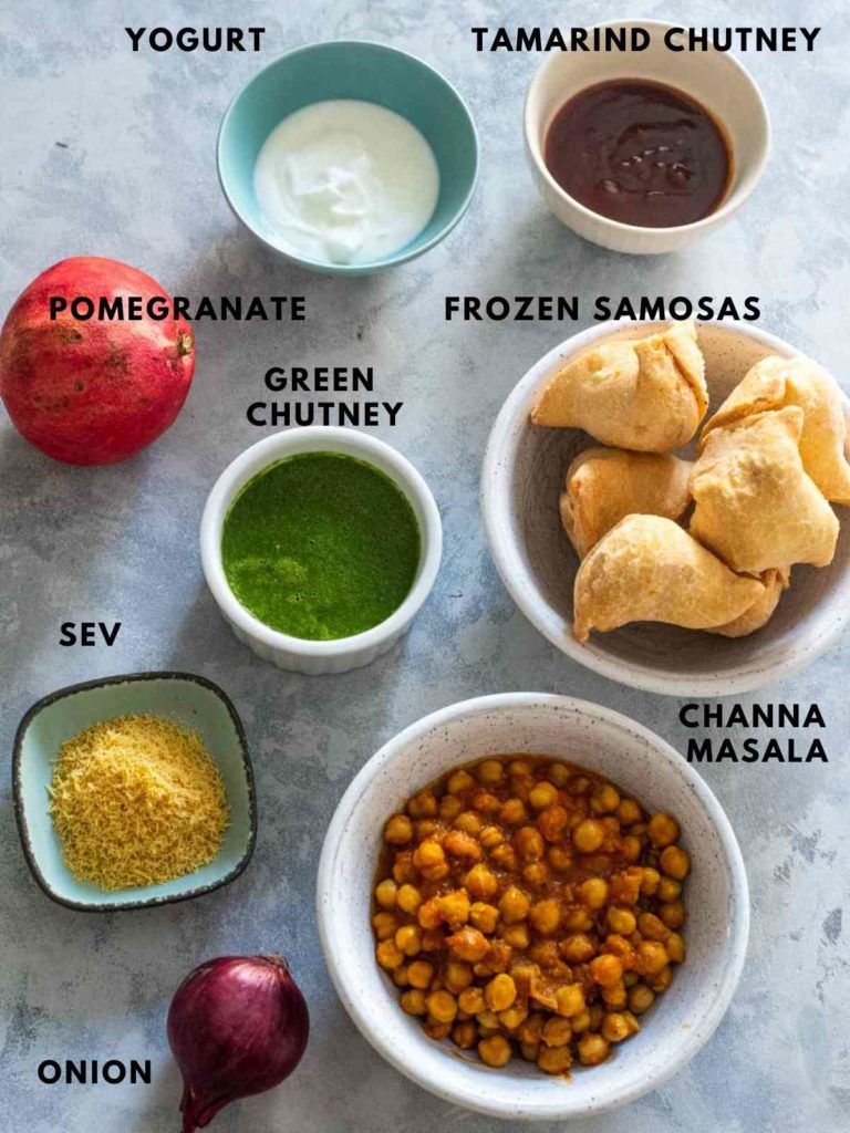 all ingredients used to make samosa chaat