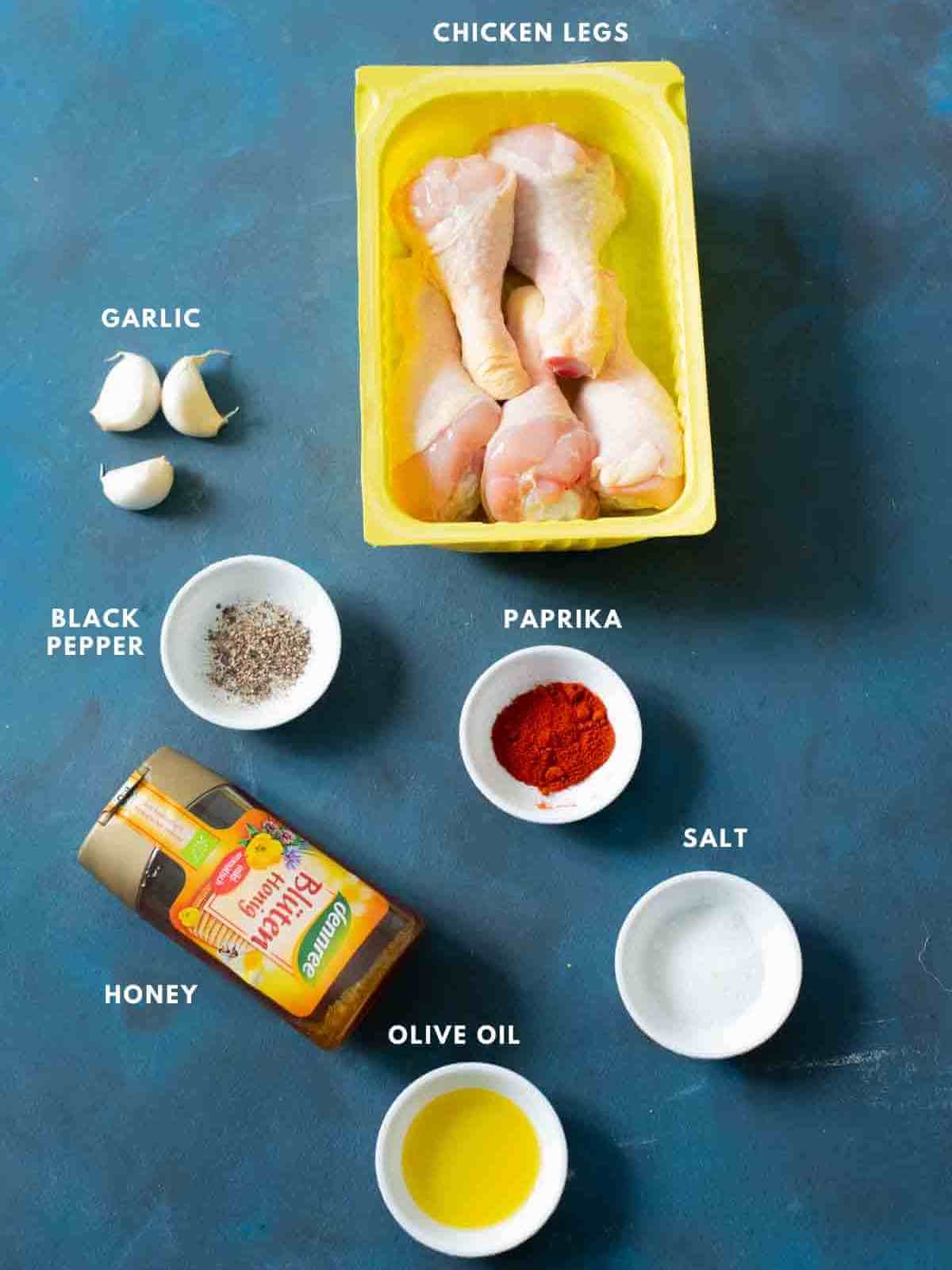all ingredients to make air fryer chicken legs