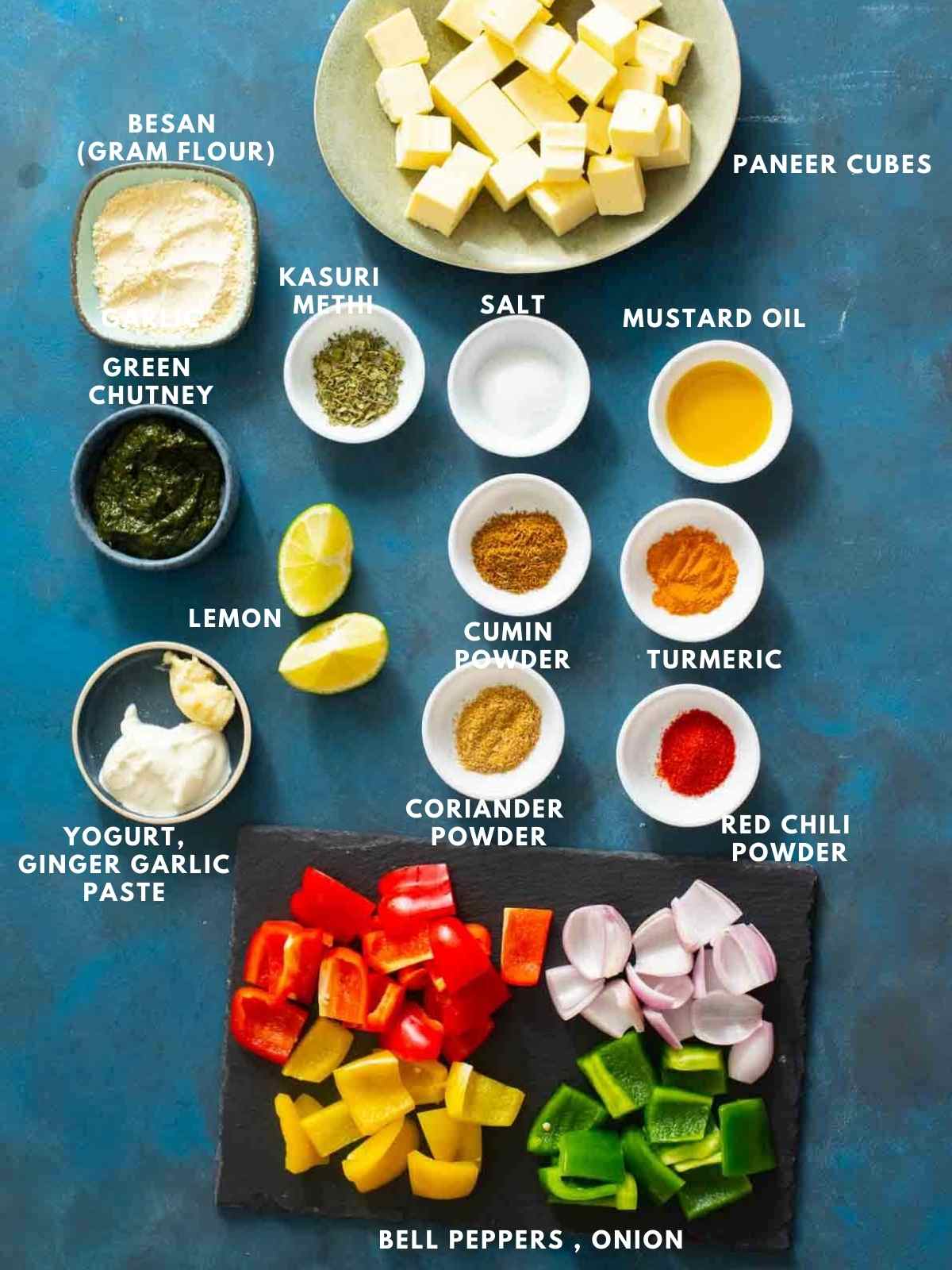 all ingredients for paneer kathi roll