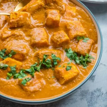 Paneer tikka masala in a bowl